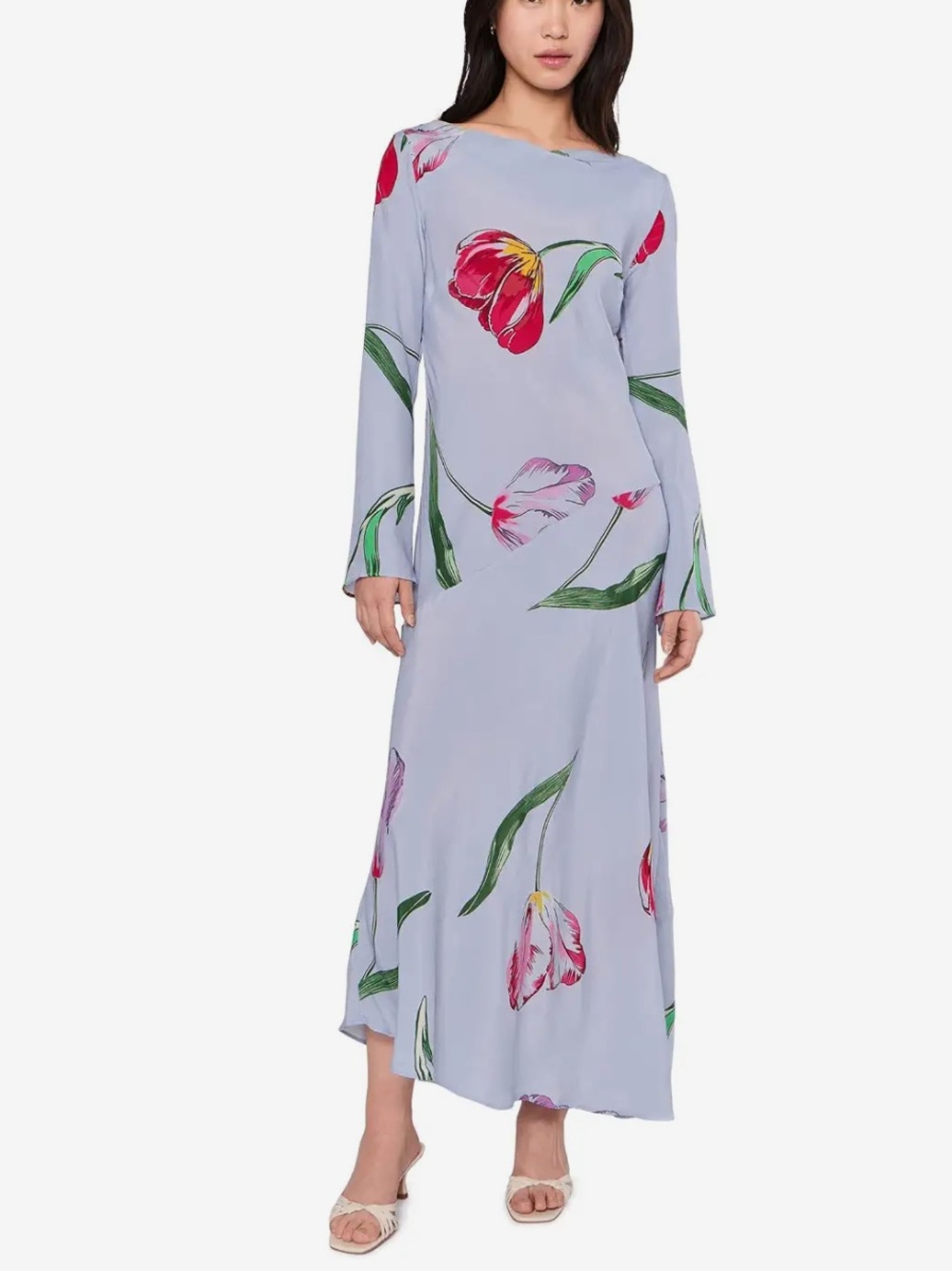 Free People Zadie Diagonal Seam Midi Dress Purple Floral Small NWT Feminine $168 - Picture 2 of 8